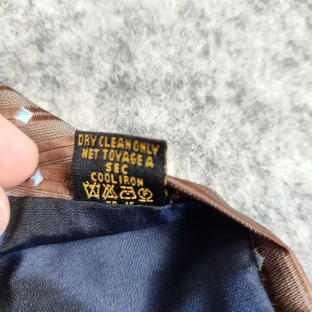 Ermenegildo Zegna‎ Tie Brown Striped Diamonds Silk Italy Necktie
